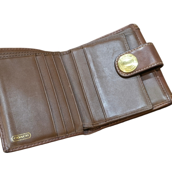 Coach Brown Signature Monogram Billfold Wallet Pre Owned Condition - Picture 9 of 9